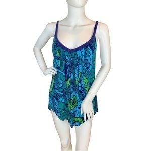 Free People Sleeveless Floral Bright Blues and Greens Size Small
